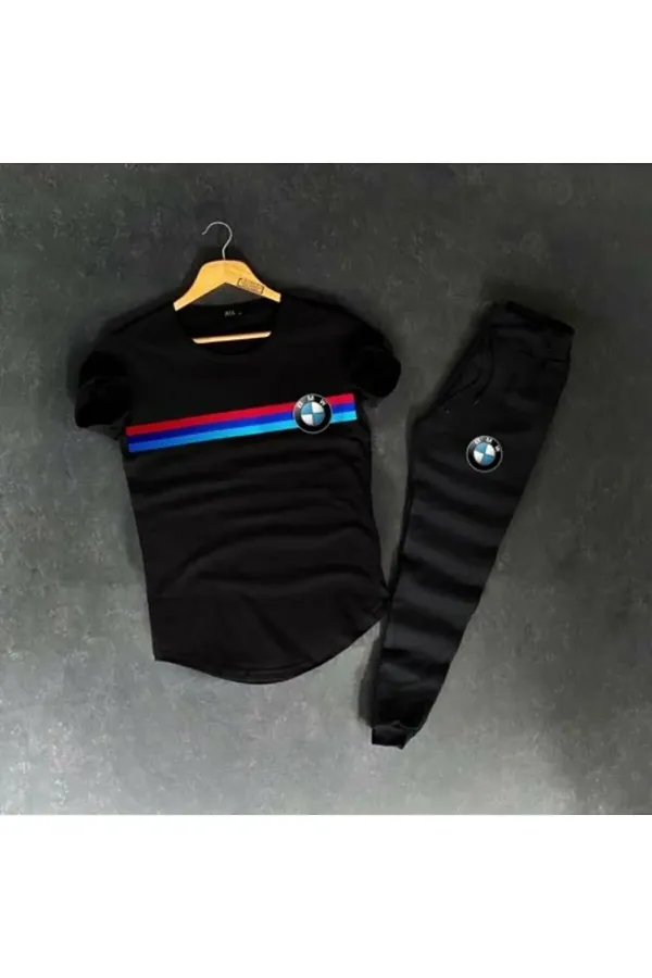 Erkek Siyah Dijital Baskılı Bmw Takım