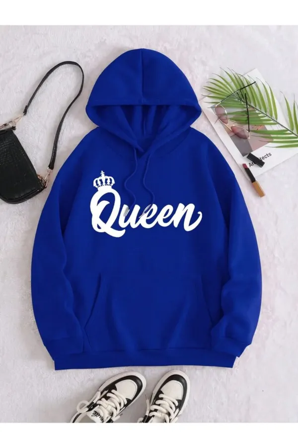 Queen Baskılı Mavi Sweathirt