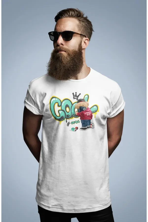 Oversize Baskılı Beyaz Tshirt