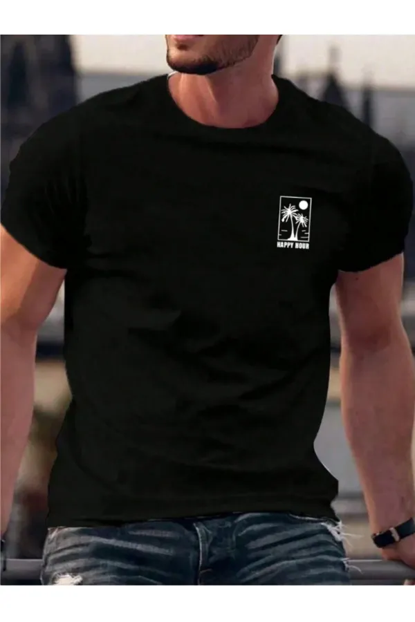 Unisex Happy Hour Designed Combed Cotton T-shirt