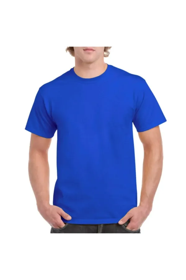 Pamuklu Penye Tişört Erkek Basic T Shirt Sax Mavi