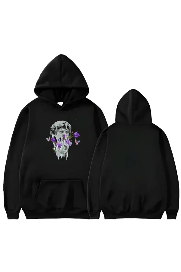SWEAT-SHIRT À CAPUCHE IMPRIMÉ TÊTE DE PAPILLON