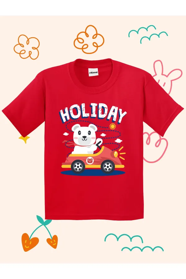 T-shirt enfant imprimé ours en peluche pour les fêtes