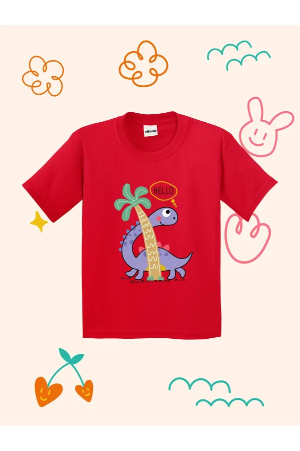 Hello Dino Designed Kids T-shirt