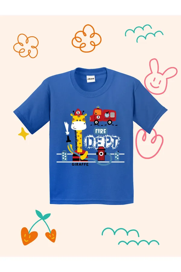 T-shirt enfant imprimé girafe pompier