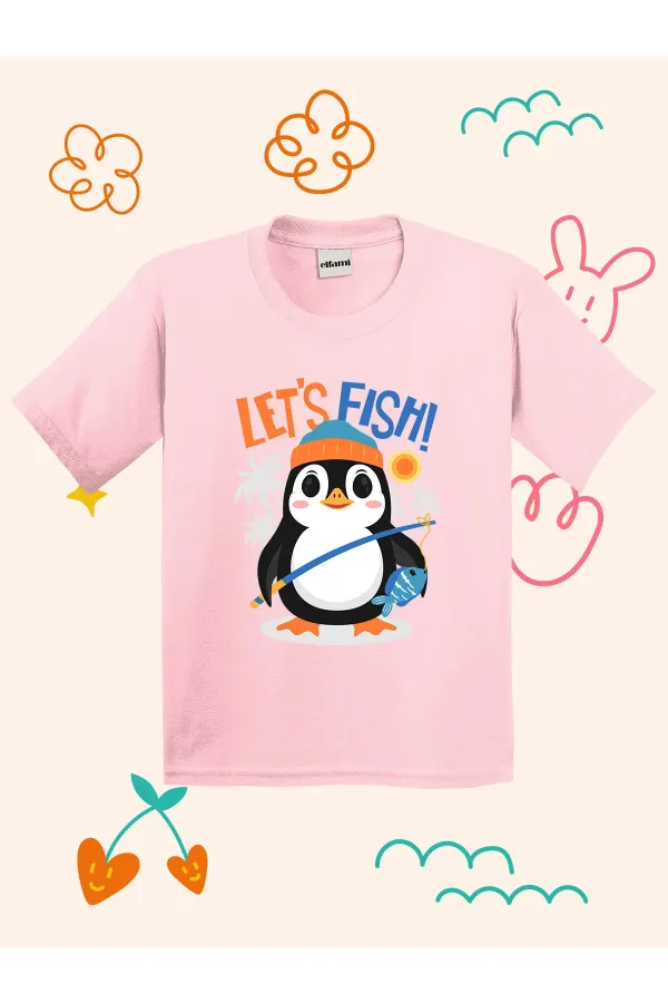 T-shirt enfant motif pingouin pêcheur