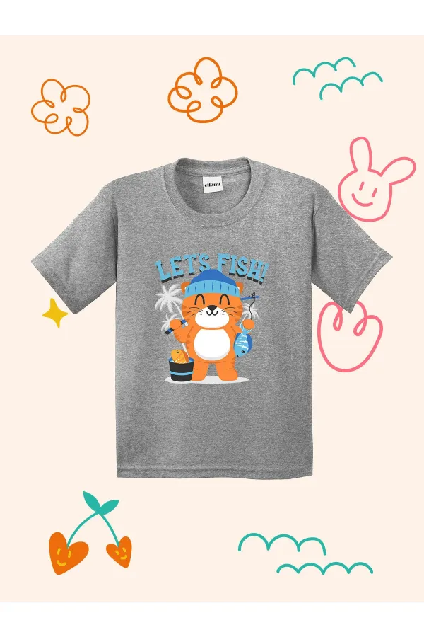 T-shirt enfant Chat Pêcheur Mignon