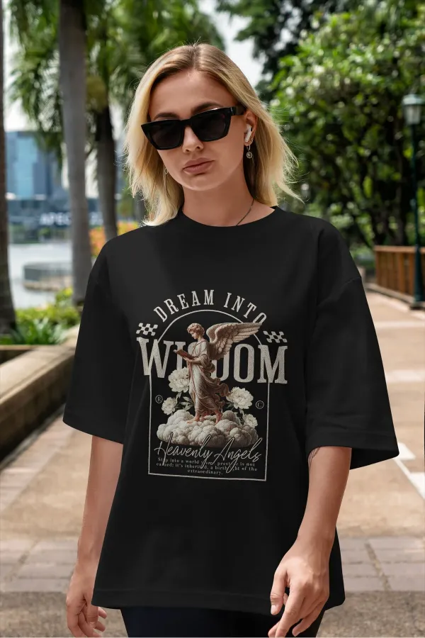 Unisex Men/Women WISDOM 2 Color Custom Printed Oversize Cotton Crew Neck T-Shirt T-Shirt