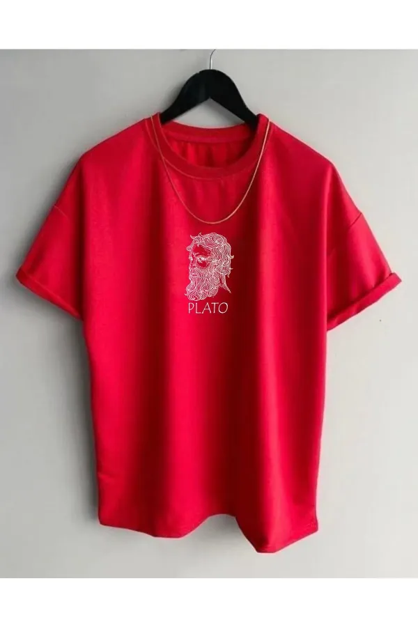 Azurco Oversize Plato Printed Black T-shirt