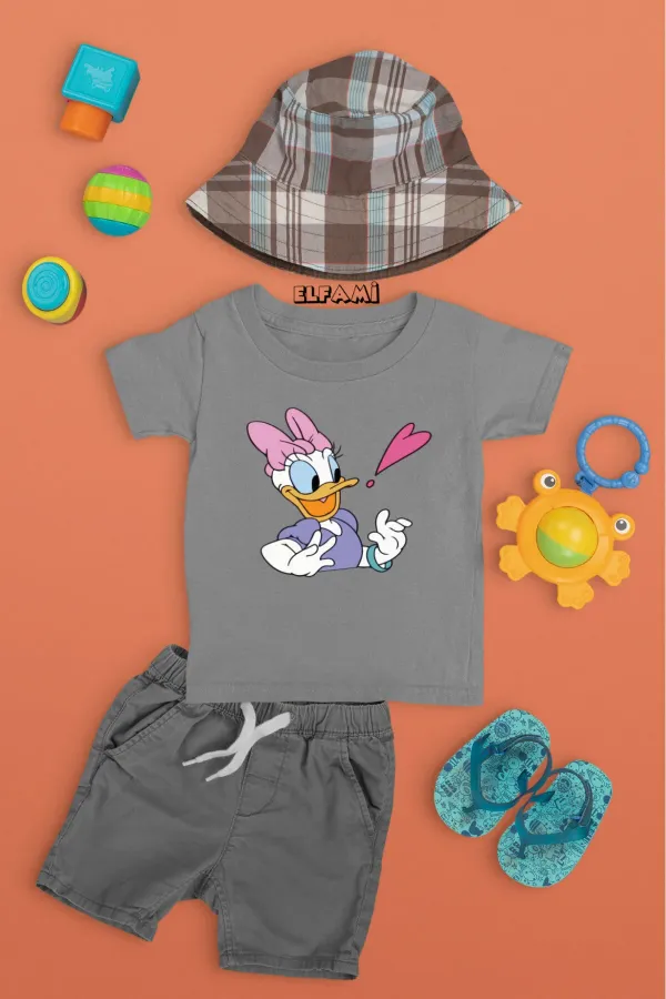 Cartoon Detail Printed Girls/Boys T-Shirt