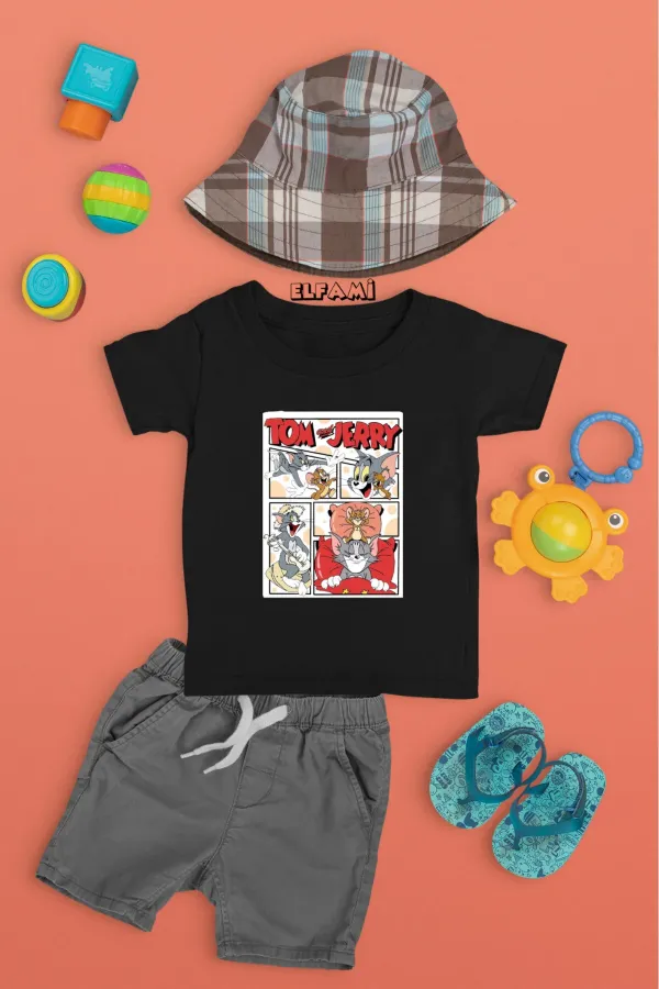 T-shirt imprimé Tom et Jerry pour fille/garçon