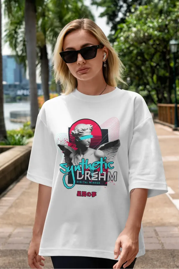 Unisex Men's/Women's Synthetic Dream Colorful Printed Oversize Cotton T-shirt