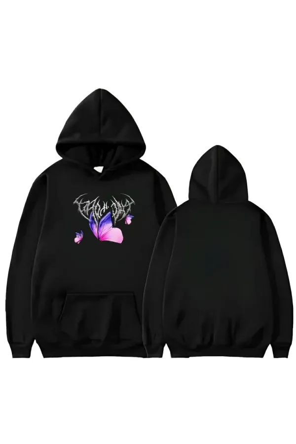 KELEBEK BASKLI KAPİŞONLU SWEATSHİRT KELEBEK BASKLI KAPİŞONLU SWEATSHİRT