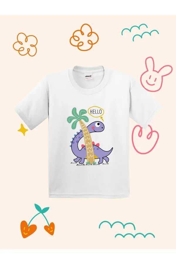 Hello Dino Designed Kids T-shirt