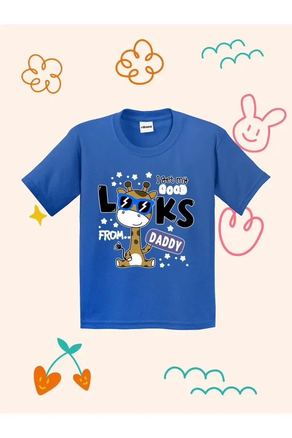 Cute Giraffe with Glasses Print Kids T-shirt