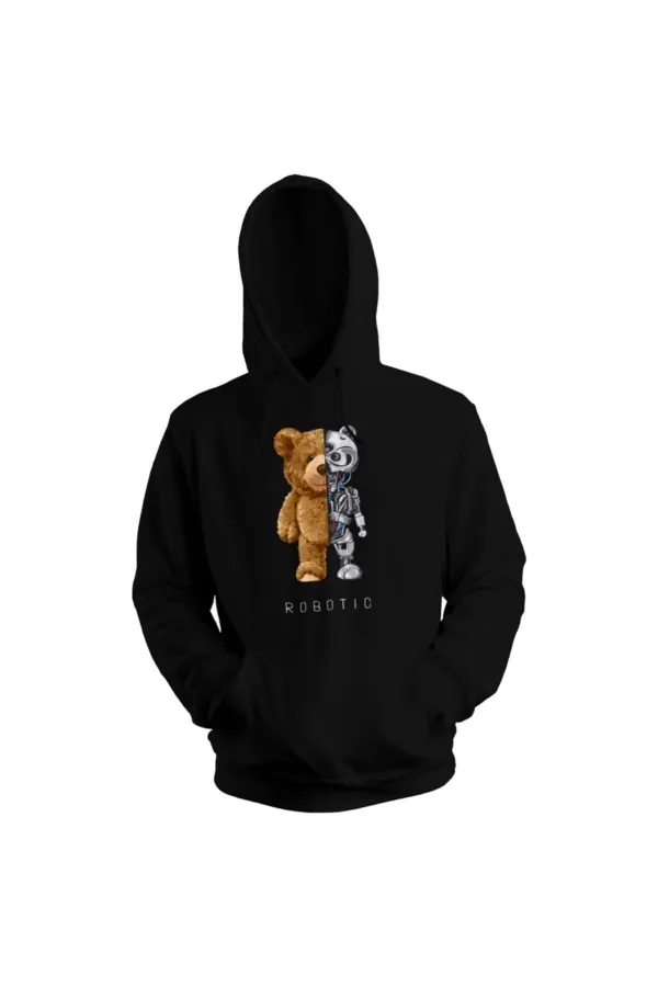 Bear Robotic Kapşonlu Sweatshirt Hoodie - %100 Pamuk