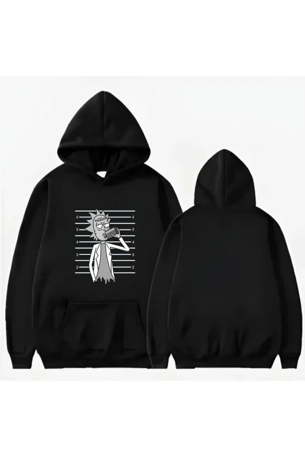 COFFEE DRINKING PRINTED HOODED SWEATSHIRT
