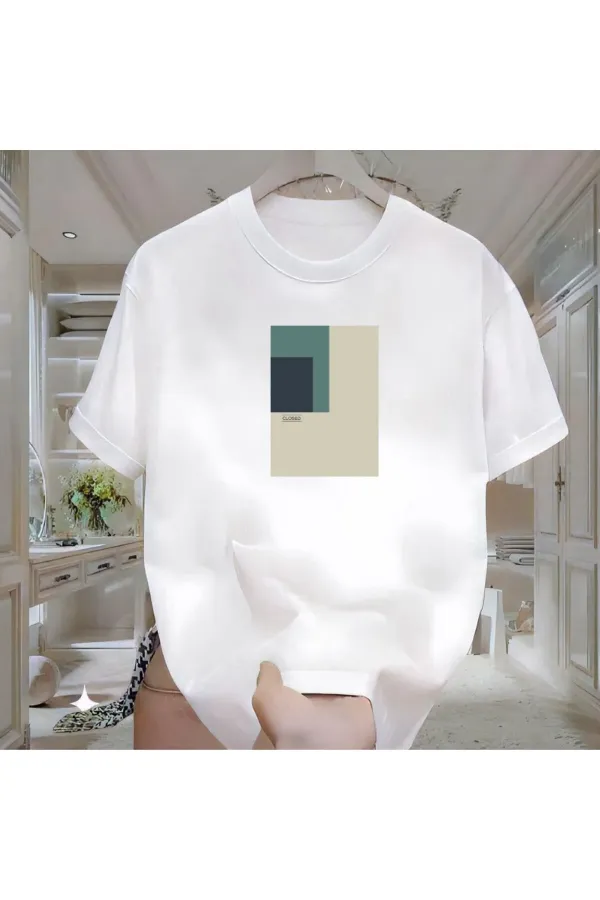 Closed Pattern Printed White T-shirt