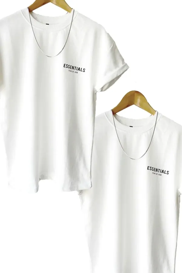 2-Pack White Men's Printed Crew Neck Short Sleeve T-shirt