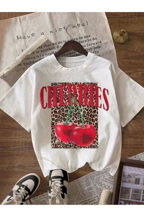 CHERRIES Printed Unisex Oversize Cotton T-shirt