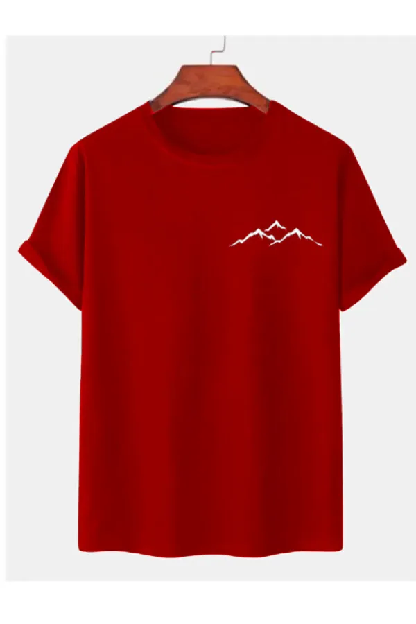 Mountain View Printed Black Crew Neck Summer Short Sleeve Unisex T-shirt