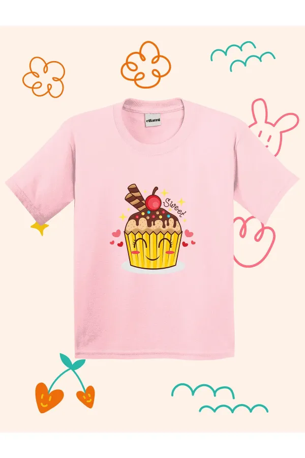 Kids' T-shirt with Cupcake Print