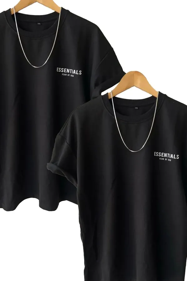 Lot de 2 t-shirts noirs à manches courtes et col ras du cou pour homme