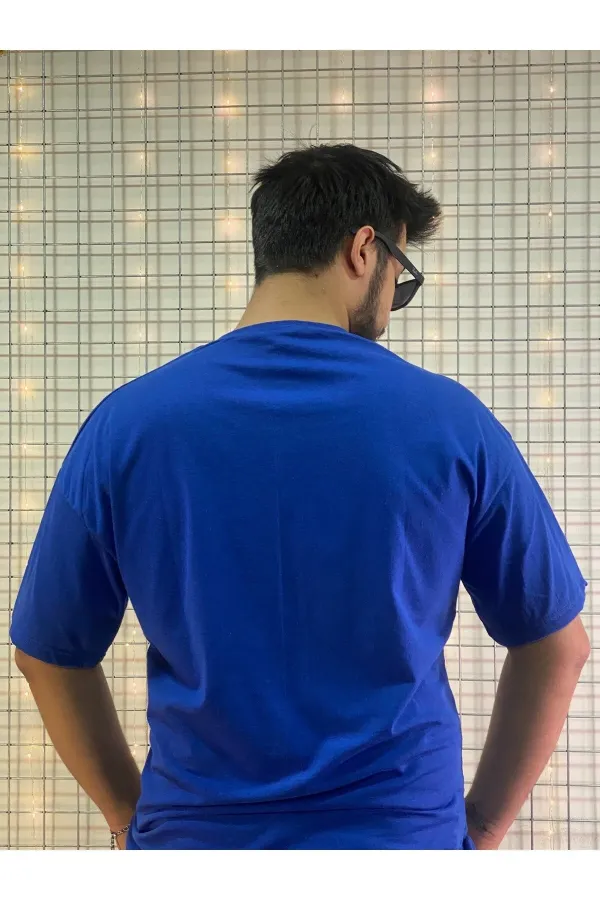 Unisex Blue Crew Neck Oversize T-Shirt