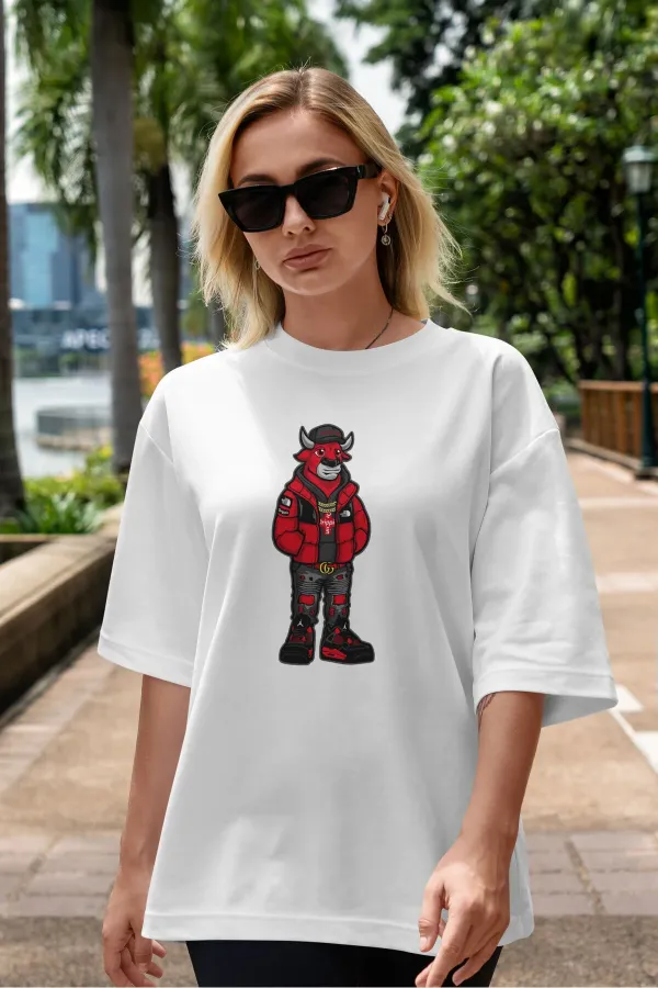 Unisex Men's/Women's DRIPPIN BULL Custom Printed Oversize Cotton Crew Neck T-Shirt