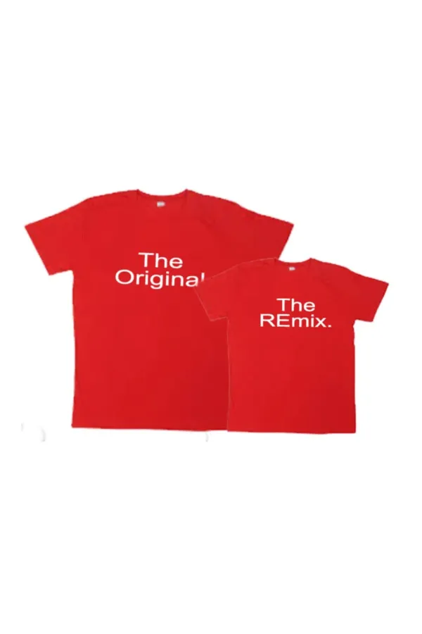 Baba Oğul Kombini The Original The Remix Baskılı Kırmızı 2li Tişört Bedenleri Soru Sora Mesaj Atın