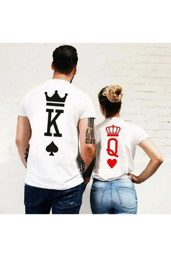 Lover T-shirts Spade King Queen of Hearts White Back Printed T-shirt 2 Pieces Sizes Ask a Question Write