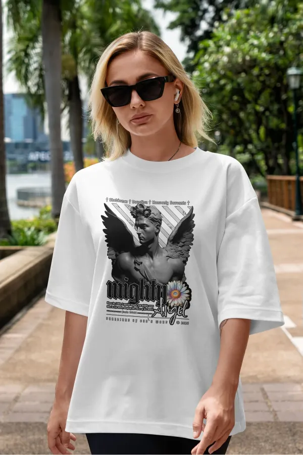 MIGHTY Unisex Men's/Women's Custom Printed Oversize Cotton Crew Neck T-Shirt