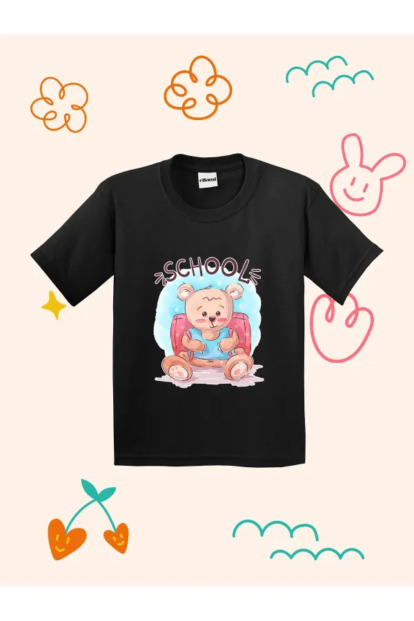 School Teddy Bear Design Kids T-shirt