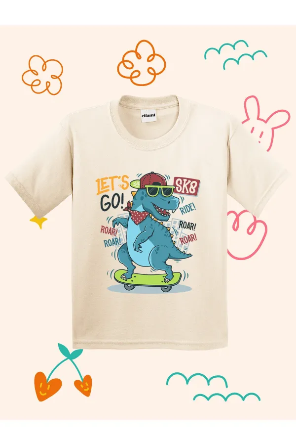 Lets Go Dino Print Kids T-shirt