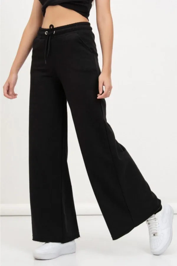 Women's Black Bell-bottomed Sweatpants