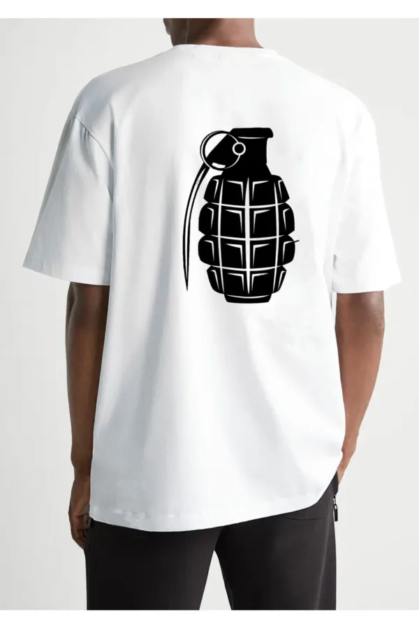Oversize Bomb Printed White T-shirt