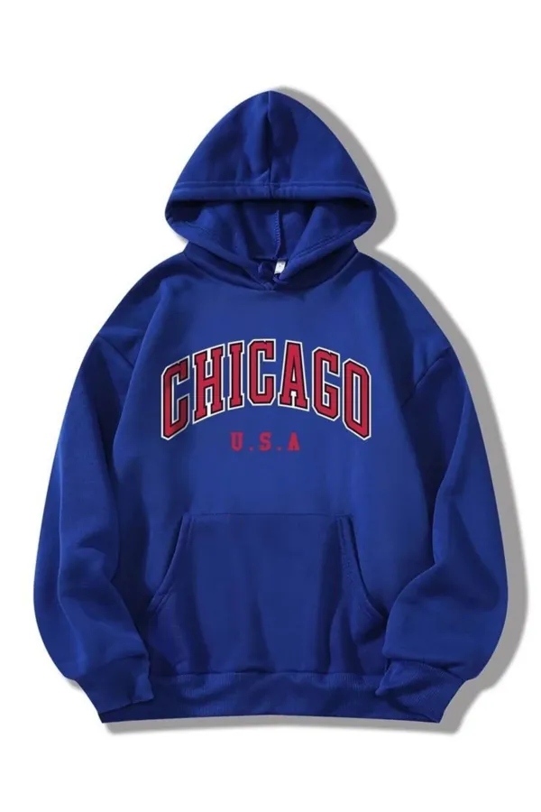 Chicago Printed Blue Sweater