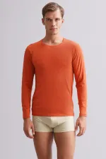 Mısırlı Modal By TENCEL HERCULES Slim Fit Bisiklet Yaka Uzun Kollu Fanila / T-Shirt Pas Kırmızı