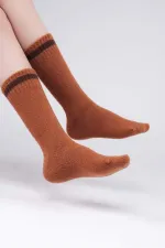 Mısırlı Kadın Soft Peluş Termal Tekli Soket Çorap Kiremit