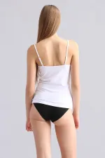Mısırlı Modal By TENCEL SARAH İnce Askılı Atlet Beyaz