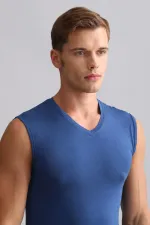 Mısırlı BAMBU HERCULES Slim Fit V Yaka Sporcu Atlet / T-Shirt Gece Mavisi