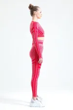 Mısırlı Kadın Kalça Toparlayıcı Çemberli Crop-Tayt Takım Kırmızı