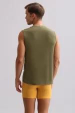 Mısırlı BAMBOO ZEUS LUXURY Regular Fit V-Neck Athletic Tank Top/T-Shirt Khaki Olive