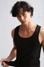 Mısırlı Modal By TENCEL HERCULES Slim Fit Basic Tank Top Brown