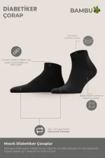 Unisex Bambu Diyabetik Sneaker Çorap Siyah