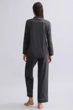 Mısırlı Kadın %100 Pamuk Pijama Takımı Siyah