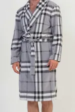 Mısırlı Erkek Polar Uzun Kollu Sabahlık Gri