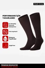 Chaussettes hautes unisexes en coton biologique égyptien, style aviateur et pilote, avec technologie de serrage spéciale, marron