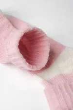 Mısırlı Kadın Alpaka Yünü Kışlık Kıvrık Tekli Soket Çorap Pembe