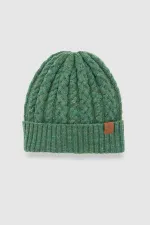 Mısırlı Kadın Yün Alacalı Saç Örgü Bere - Zeo Yeşil